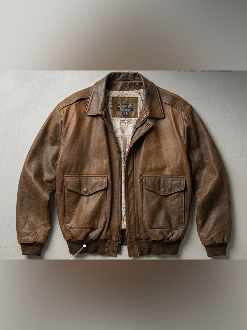 Men's Marco Morani Vintage Brown Genuine Leather Bomber Jacket – Size L